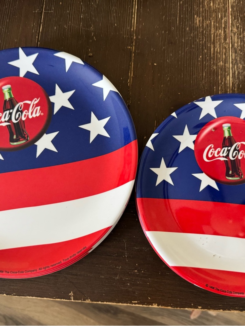 Vintage Coca-Cola Stars & Stripes Melamime Plates